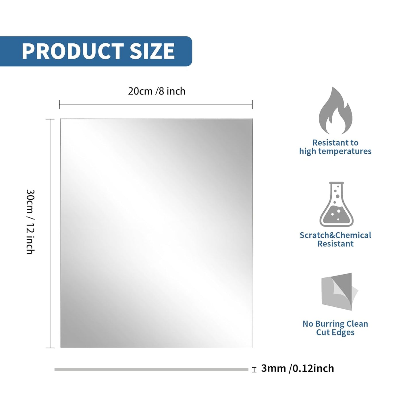 Skiennix Silver Mirrored Acrylic Sheets - 4 Pack, 8 x 12 Inch, 1/8 Inch Thick for Crafts & Art Display