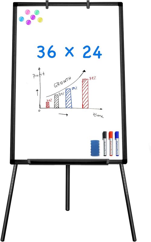 Magnetic Whiteboard Easel by Easel - Portable Dry Erase Flipchart Stand 36 x 24 | Height Adjustable for Office & Classroom