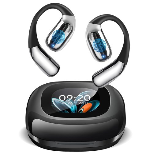 AI Translation Earbuds Real Time, LCD Touchscreen Real-Time Translator for 144 Languages & Accents Includes Free Subscription Translation Device Earphones for Travel Business Learning, Black