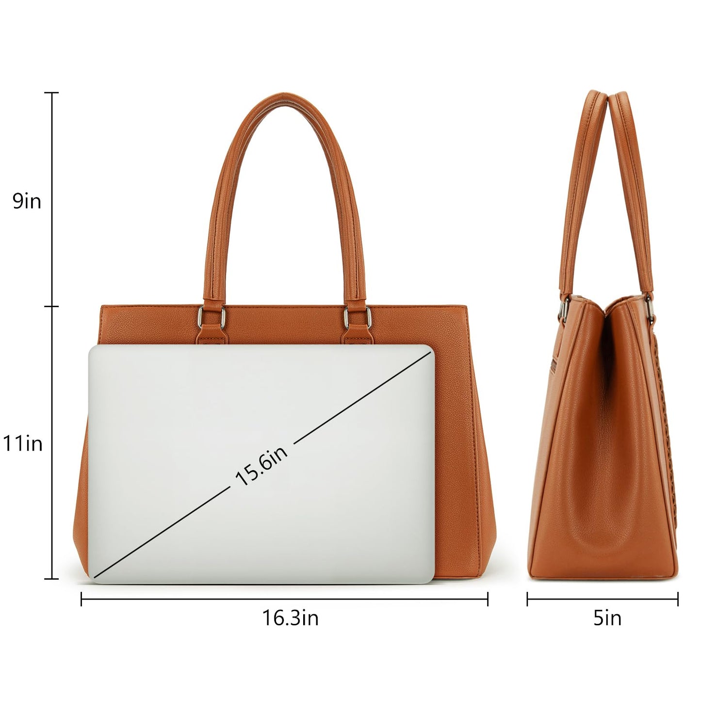 Wrangler Laptop Tote Bag for Women 15.6 Inch Computer Bag for Work Large Double Compartment Purse and Handbag Brown WG387-81192BR