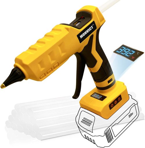 MONVICT Cordless Glue Gun - 100W Digital Temperature Adjustable | Heavy-Duty Full Size, Includes 10 Glue Sticks