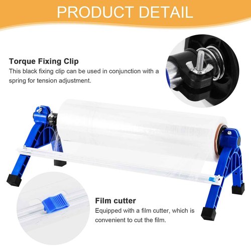 Consfly 2 in 1 Stretch Film Wrap Dispenser with Slide Cutter, Manual Pallet Wrapper Machine Adjustable Tension, 19.69" Table Stretch Film Packing Machine