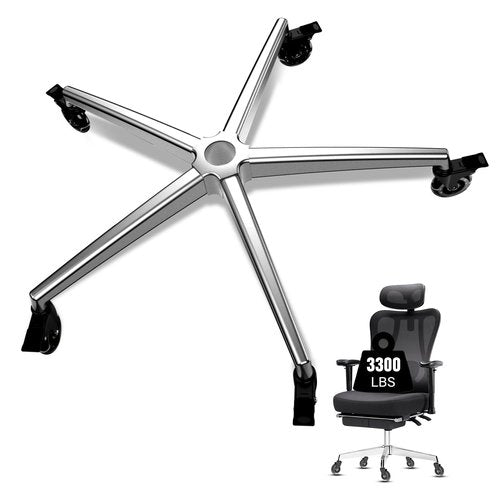 Office Chair Base Replacement PartsWith 5 Casters with Brakes(3300 lbs) - Heavy Alloy Office Chair Base Replacement, Universal Gas Cylinder