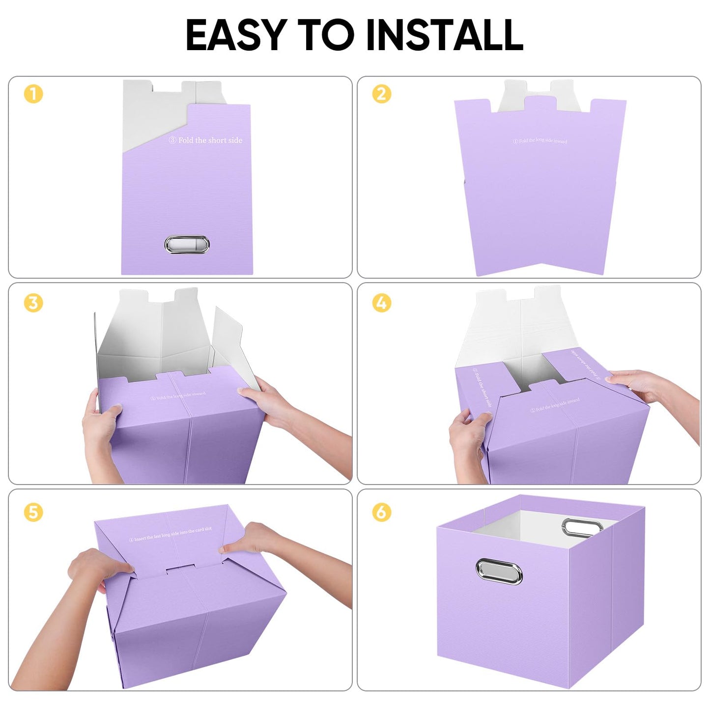 BALEINE File Organizer Box, Cardboard File Folder Organizer with Handle for Letter Size, Portable Collapsible Hanging Filing Box for Home Office Document Storage (2 Pack, Large Lavender)