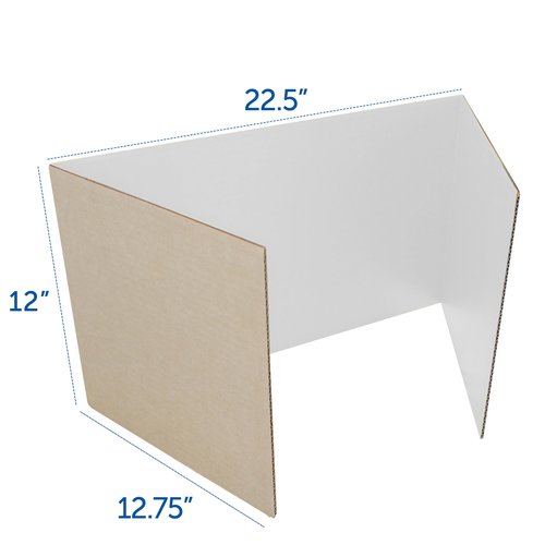 Flipside Products 12”x 48” White Study Carrels, Privacy Boards, Student Privacy and Focus Booth for The Classroom, Desk Divider Cubby for Tests, Made in USA - 24 Pack