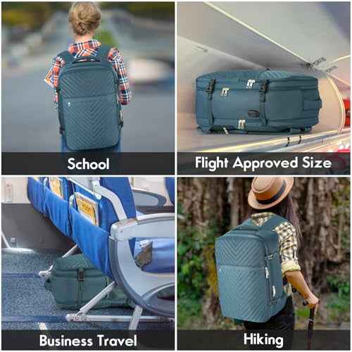MOMUVO Carry On Backpack for Women,Flight Approved Large Travel Laptop Backpack Water Resistant Luggage Travel Bag for School Weekender Business,Peacock Blue