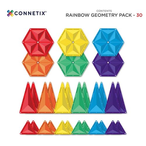CONNETIX Rainbow Geometry Pack, 30 Pieces
