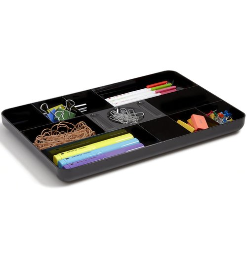 1InTheOffice Desk Drawer Organizer Tray, 13-Compartment Office Desk Drawer Organizer Black