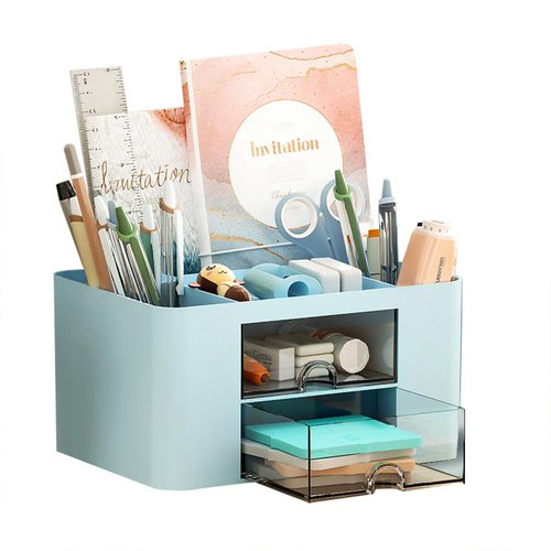 XDRELEC Pen Holder, Office Desk Organizers and Accessories，Multi-Functional Pencil Cup， Pencil Holder for Desk ，Pen Organizer，Desktop Stationary Organizer，Office Organization and Storage (blue)