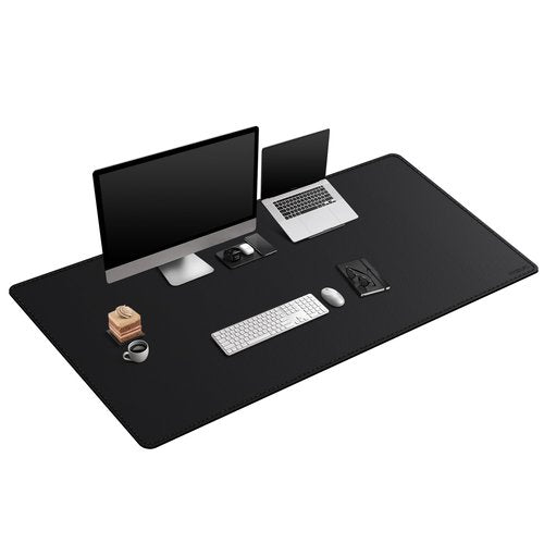 Mydours Giant Desk Mat, 63 x 28 inch Extended PU Leather Desk Pad, Gaming Desk Mat for Home Office Desk, Mouse Pad for Home Office & Computer Workstation, Extra Pad for Standing Desk (Black)