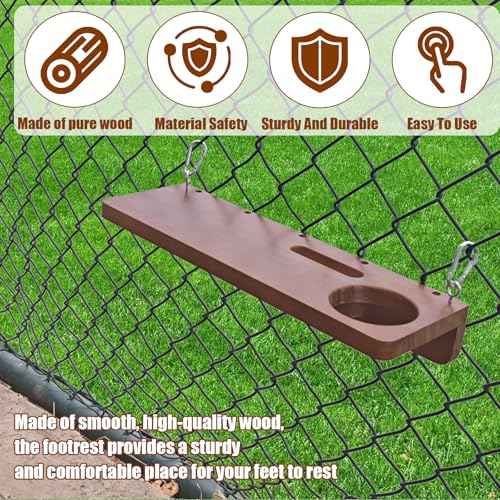 Portable Hanging Foot Rest for Baseball Fences, The Sideline Shelf, Ergonomic Wood Foot Tray with Phone Stand, Cup Holder, and Hat Holder for Baseball and Softball Games, Outdoor Games and Events