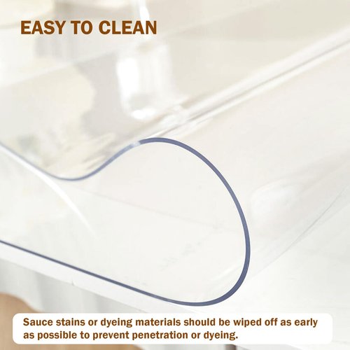 Royhom Clear Table Cover Protector 40 x 78 Inch, 1.5mm Thick Plastic Table Cover, Waterproof, Easy to Clean, Transparent PVC Desk Protector Mat for Dresser, TV Cabinet, Dining Room