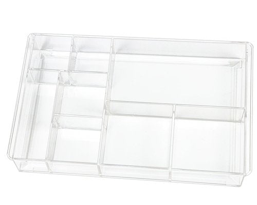 ZEXALOR 8-Section Clear Drawer Organizer, Large Acrylic Drawer Divider Tray for Desk,Bathroom,Office Makeup,Junk, Plastic Drawers Organizer 13.7" x 8.7" x 2" (8-Section)