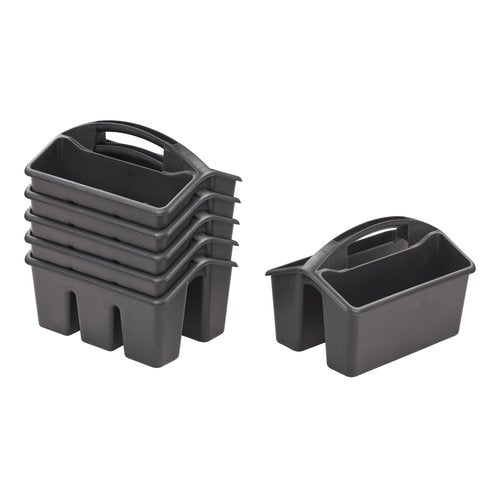 ECR4Kids 4-Compartment Small Caddy, Storage Organizer, Black, 6-Pack