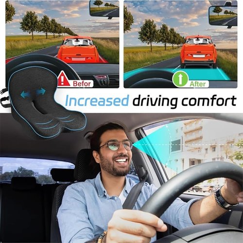 Memory Foam L-Shaped Integrated Seat Cushions & Car Seat Cushion - Coccyx Tailbone Pain Relief, Posture Corrector, Breathable Ergonomic Design for Office Chair, Home, Car, Long Drives (A)