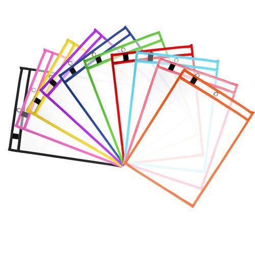 Dry Erase Pockets Sheet Protectors 30 Pack Reusable Oversized 10" x 13" Clear Durable Plastic Sleeves with 12 Pens, 4 Erasers and 2 Rings for Classroom Organization, Teacher and School Supplies
