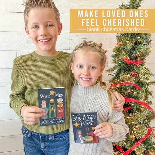 Hadley Designs Christian Christmas Cards With Envelopes Religious - 54 Blank Religious Christmas Cards Nativity with Jesus, Assorted Catholic Faith Bible Verse Merry Xmas Card Bulk, Designed In USA