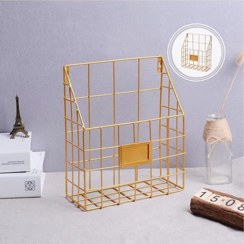 Hanging Wall File Rack 1Pack Office Hanging Magazine Rack Metal Mail Organizer Wire Basket Wall Mount Magazine Folder Wall Mounted File Organizer Holder for Office Home Work Organizing Display Files