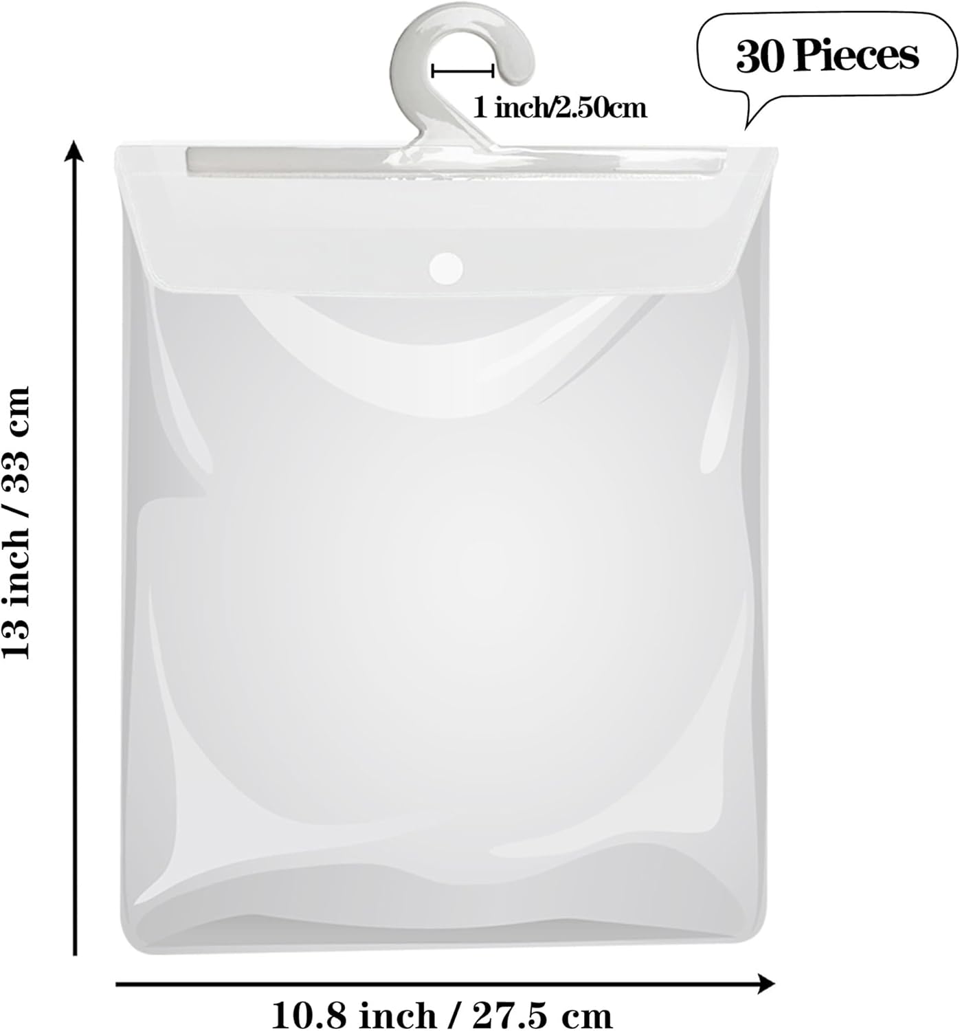 Skiennix Hanging Storage Bags - Clear Plastic Organizer with Hanger | 13" x 11" for Classroom & Home Use