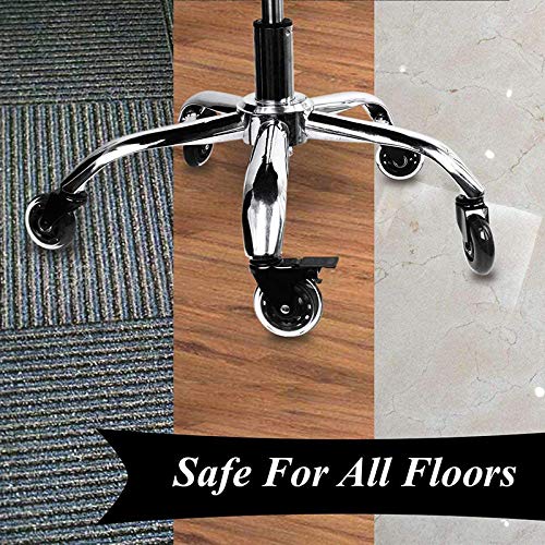 Office Chair Wheels Replacement 7.5mm Stem Size, 3" Roller Blade Style, Replacement Rubber Chair Casters for Hardwood Floor and Carpet