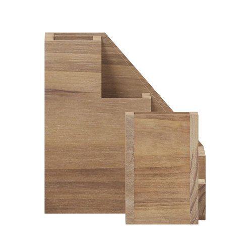 Flash Furniture Comerford 3 Wood Organizer Set - Rustic Brown Solid Pine Wood - For Desktop, Table Top, or Vanity
