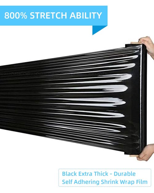 18" Black Stretch Wrap Roll, Heavy Duty 18 Inch 1500ft Shrink Wrap Roll, 80 Gauge Industrial Strength Stretch Film Plastic Wrap for Pallet Wrapping Shipping Moving(4 Pack)