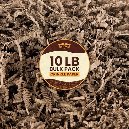 The Boxery 10lb Kraft Crinkle Cut Paper Shred Filler for Shipping &