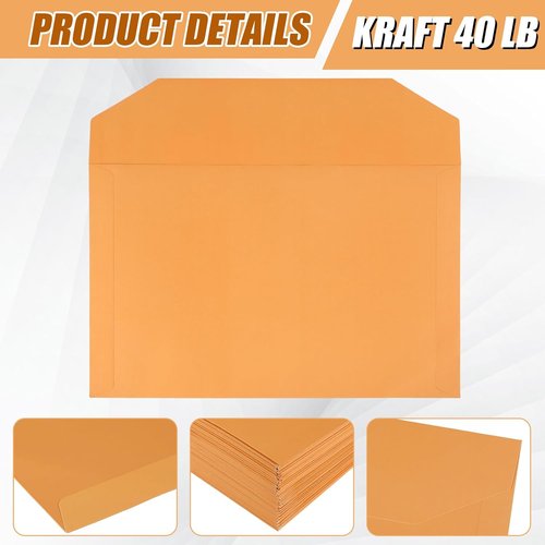 Sinload Legal File Envelopes - 80 Pack | 10 x 15 Inch Orange Kraft Document Jackets