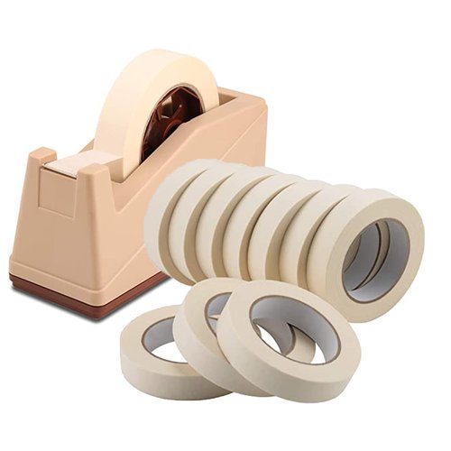 LICHAMP Desktop Tape Dispenser Holder with Large 3 inch Core for Masking Tape and 10 Pack White Masking Tape 1 inch