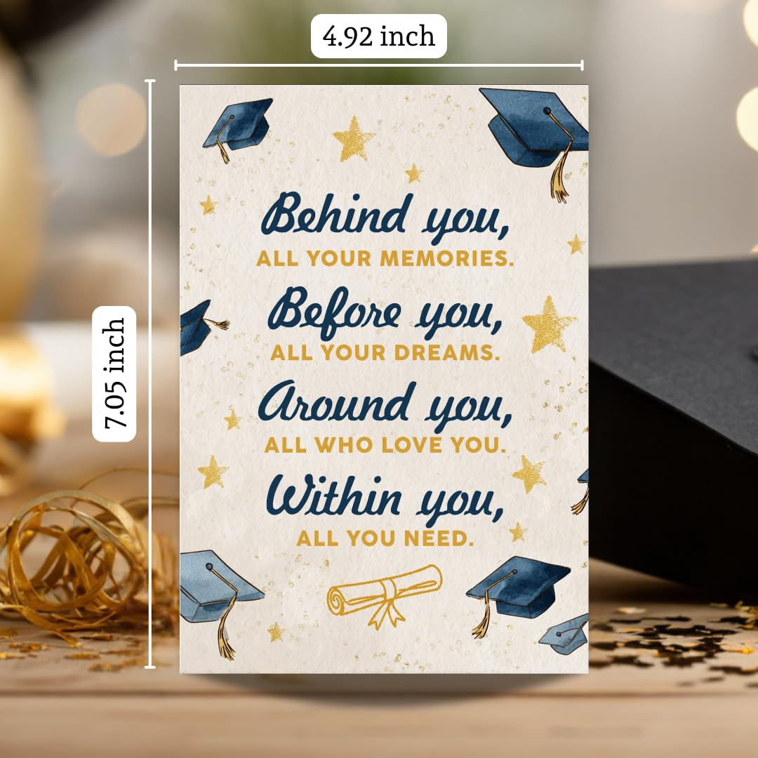 BlinkWishes Graduation Card 2026, Congrats Grad Card with Envelope and Seal, Happy Graduation Cards for Her or Him, Inspirational Grad Greeting Cards