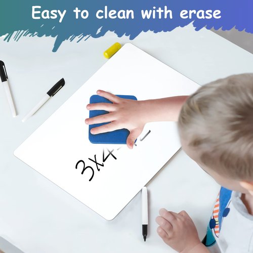 ShyLizard 24Pack Dry Erase Boards, Double Sided Small White Board for Classroom Students, 9"x12" Personal Mini White Board Bulk, Dry Erase Board with 24Erasers for Classroom Teachers Office Supplies