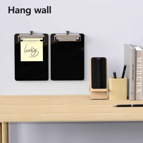 Juvealoe Mini Clipboard 50 Pack, 5 x 7 Plastic Small Black Clip Boards with Low Profile Clip, Memo Size for Classroom, Teacher, Students, School & Office Supplies