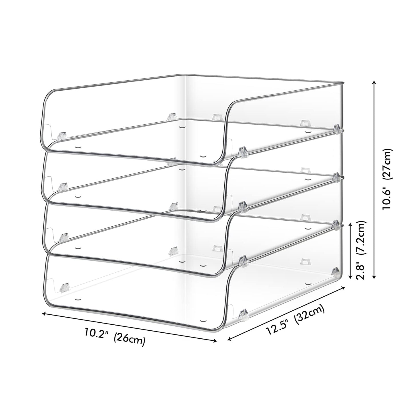 Lunmore Stackable Paper Trays, 4 Tier Desk File Organizer, Document Letter Tray for Office Supplies, Magazine