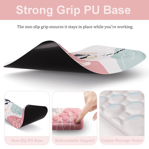 Ospelelf Mouse Pad with Wrist Rest and Keyboard Wrist Rest, Ergonomic Wrist Rest for Computer, Office, Gaming, Pink