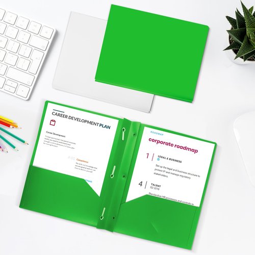 EEHZTSI 12-Pack Plastic Folders with Pockets and Prongs,2-Pocket Folders with 3 Fasteners, Poly Folders Holds 8-1/2" x 11" Paper for School/Office/Home, Green