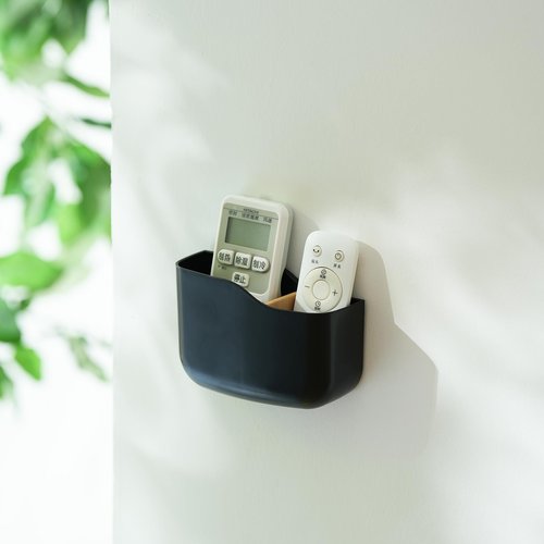 Wall Mount Remote Control Holder 4 Pack Adhesive Media Player Controller Holder Black Universal TV Remote Organizer Caddy Box Tray Hollow Bottom Easy Phone Charging Home Office Desk Nightstand