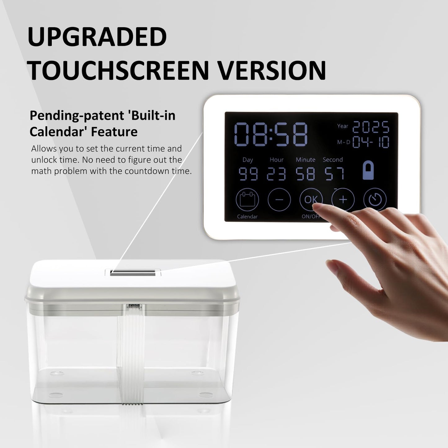 Timed Lock Box, Phone Lock Box with 'Built-in Calendar' Feature, XL Time-Locking Container 13’’x 8.5’’x 7.5’’, Timed Lock Safe for Cell Phones, Snacks and Other Tempting Items