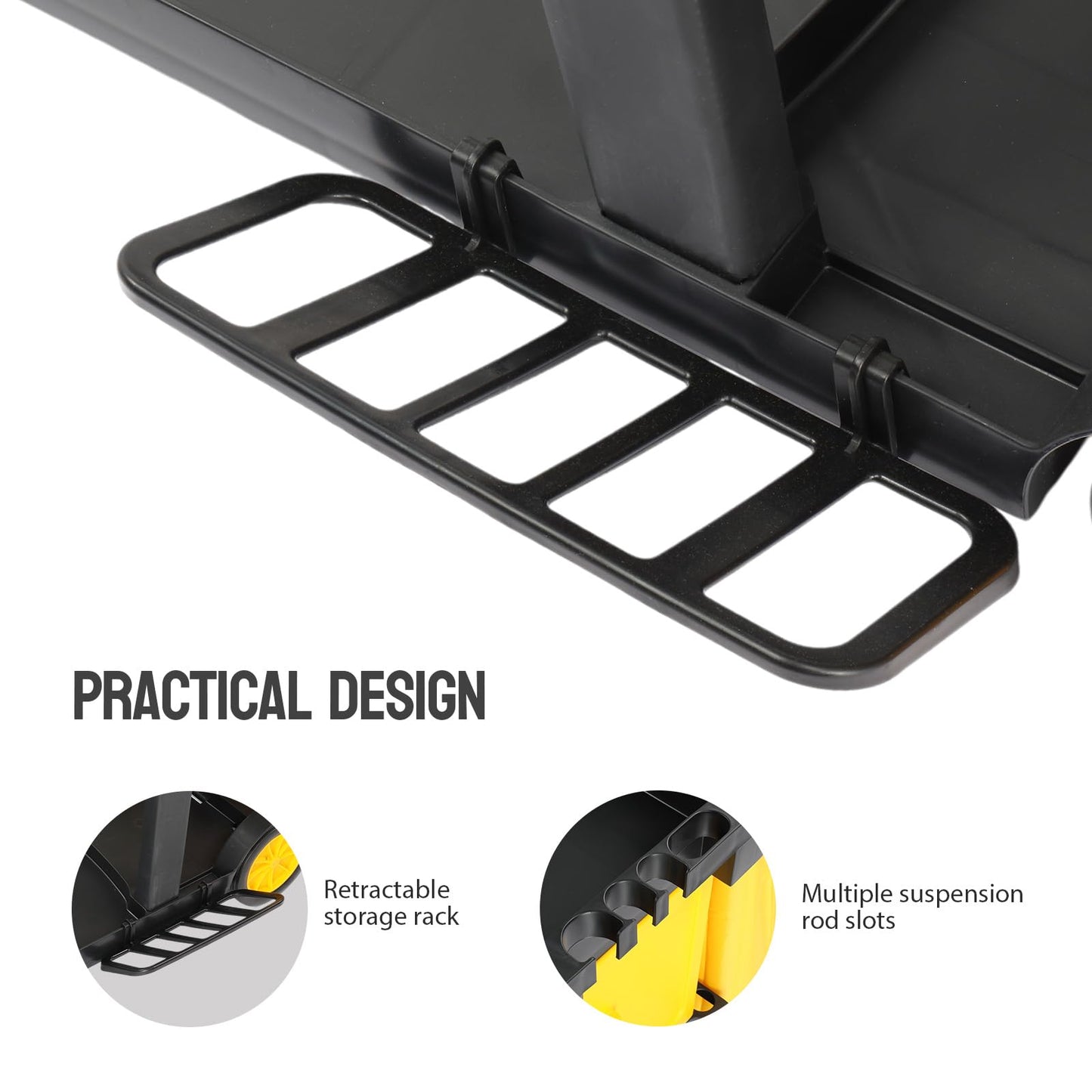 TUFFIOM Janitorial Cart with Key-Locking Cabinet, 3-Shelf Commercial Cleaning Cart, Housekeeping Caddy with Locker,Wheeled with Yellow Vinyl Bag, Black, Great for Hotel, Stores, Schools, and Business