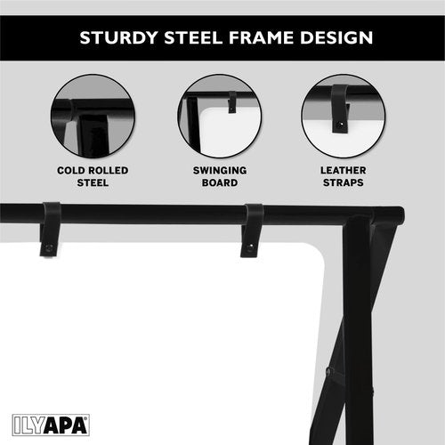 Ilyapa Modern Magnetic Double Sided Swinging Dry Erase Sidewalk Sign - 24x30 Inch Alternative Metal A-Frame Sign - Hanging Whiteboard - Black