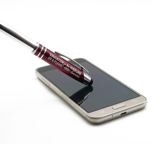 Inkstone Gift Pen with Inspirational Quote Education is the kindling of a flame - Socrates Engraved Pen with LED Light and Stylus Tip