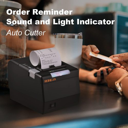 Rongta POS Printer, 80mm Thermal Receipt Printer, Restaurant Kitchen Printer with Auto Cutter, USB Serial Ethernet Interface, ESC/POS Command, Support Cash Drawer for Windows/Mac/Linux(RP850)