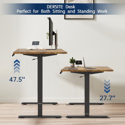 Whole Piece 1-Inch Thick Standing Desk with Side Storage Bag, Cable Management Tray, Monitor Stand Riser, Electric Adjustable Height Rising Table, Ergonomic Office Computer Desks 47.2x23.6 Inch