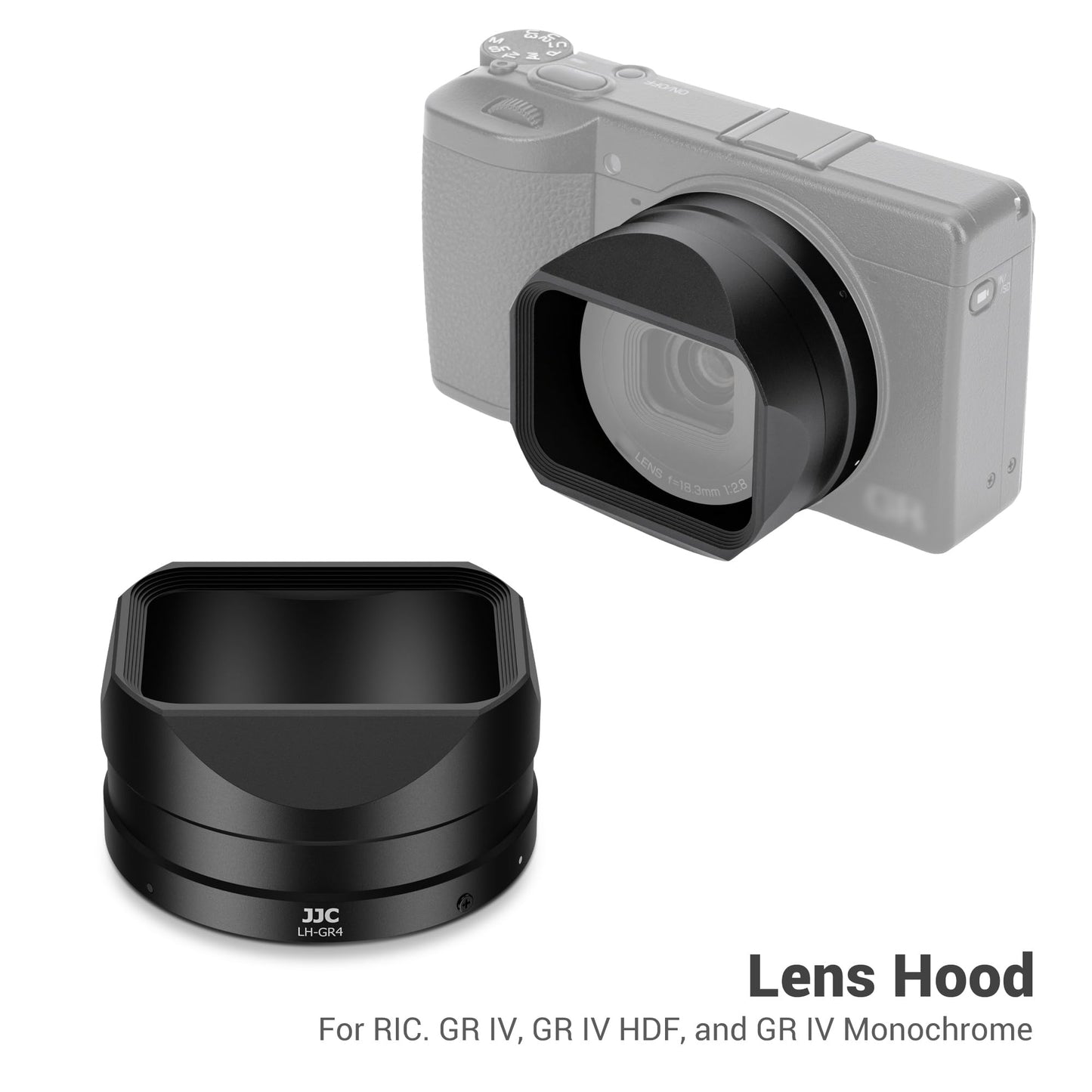 JJC GR IV Lens Hood for Ricoh GR4 GRIV HDF Monochrome Digital Camera Accessories, Aluminum Lens Protective Shade for Ricoh GR 4, No Vignetting and Anti-Scratches