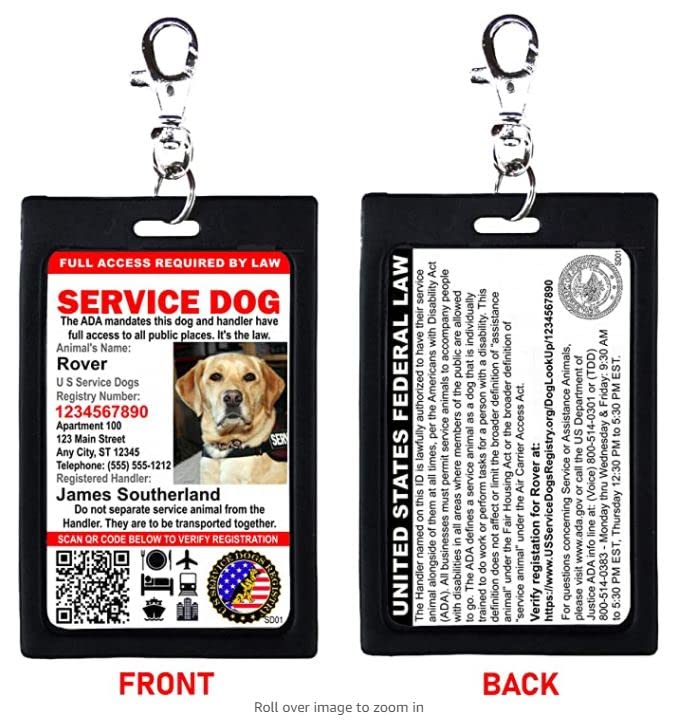 Custom Service Dog ID Card with QR Code & Digital ID Holder – Portrait Style