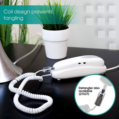 Power Gear Coiled Telephone Cord - 10 Pack, 2 Feet Coiled & 12 Feet Uncoiled | Compatible with All Corded Phones - White