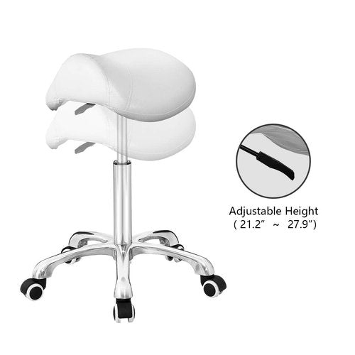 Antlu Saddle Stool Rolling Chair for Office Massage Salon Technician Kitchen Spa Drafting,Adjustable Hydraulic with Wheels (Without Backrest, White)