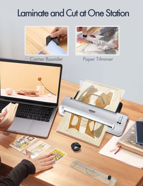 Skiennix 13-Inch Laminator Machine - Quick Warm-Up, Jam-Free ABS, Built-In Trimmer & 10 Pouches