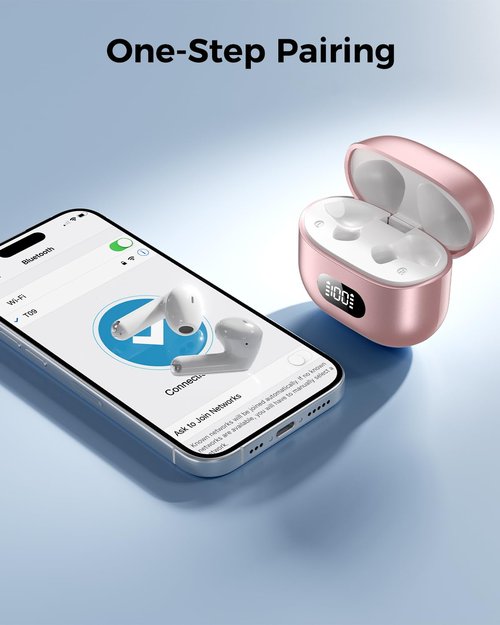 Wireless Earbuds,Bluetooth in Ear Buds with Immersive Surround Sound Stereo,Tap-Control,48 Hours Playtime,Bluetooth 5.4 LED Display Charging Case,IPX7 Waterproof Fit iPhone&Andriod Sports Workout