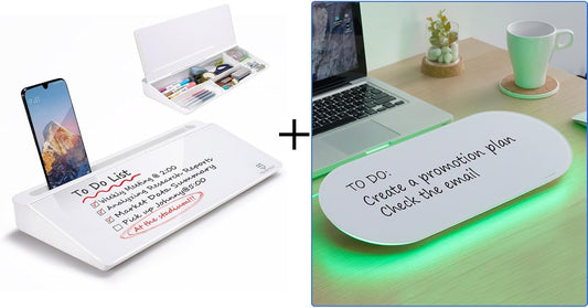 TSJ OFFICE Small Glass Desktop Whiteboard - Versatile Dry-Erase Board for Keyboard Stand | 17 x 7 Inches