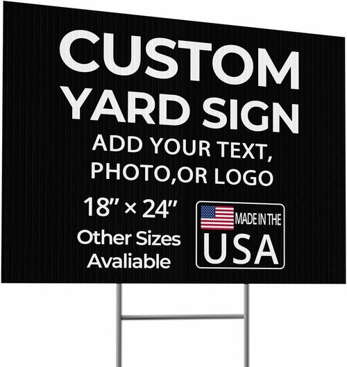 Custom Yard Sign with Stake - 18x24 Personalized Outdoor Sign for Events & Birthdays - Durable Weatherproof Plastic